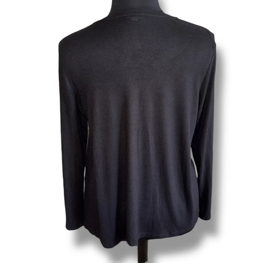NZT by NIC+ZOE V-Neck Sweet Dreams Long Sleeve Top - XXL Black - Picture 3 of 12